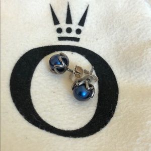 Pandora Black Rhodium Blue Pearl Earrings Retired
